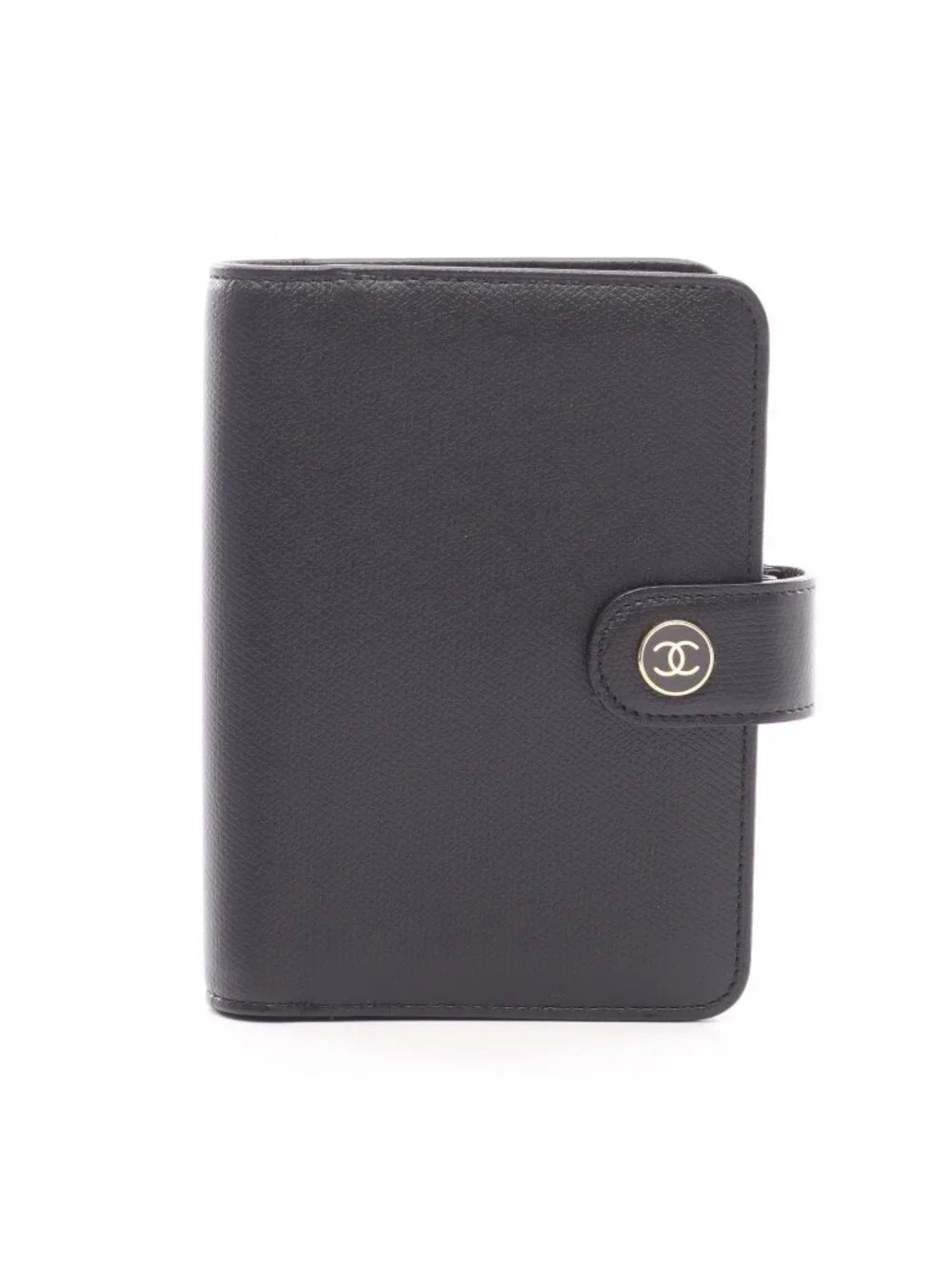 Chanel Notebook Cover Coco Button Agenda Black Leather